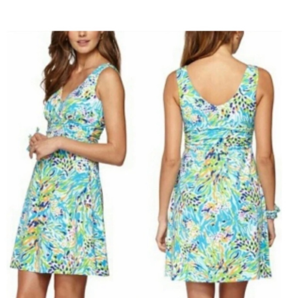LILLY PULITZER Shianne dress sea soiree size medium blue green.